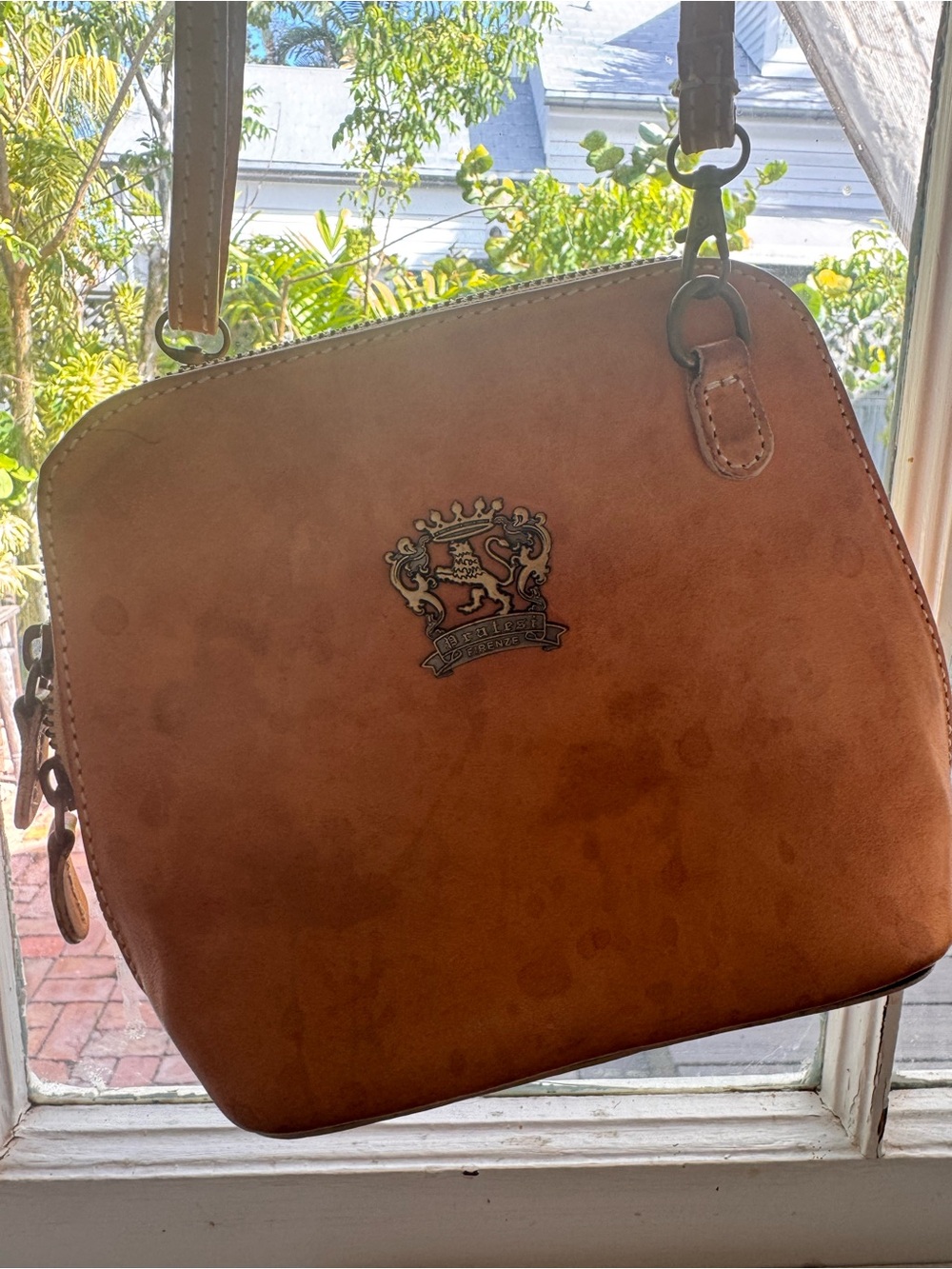 Pratesi Firenze Genuine Leather Bag - Tan Interior Plate